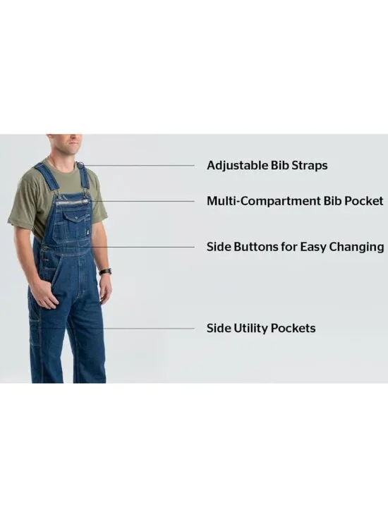 Berne Bib Overalls Size 36/34 Washed Flex Denim Reinforced Knee NWT - Picture 8 of 16